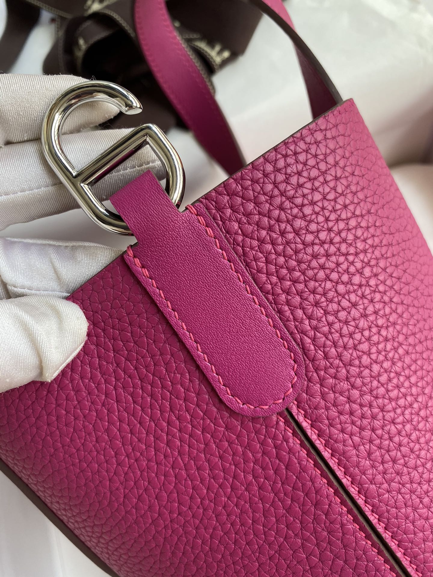 Hermes In The Loop 18 Bag In Rose Purple Clemence Leather